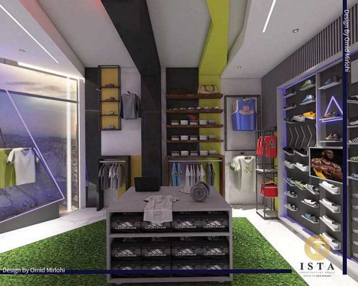 پروژه طراحی داخلی فروشگاه باشگاه ورزشی سمیرم اصفهان